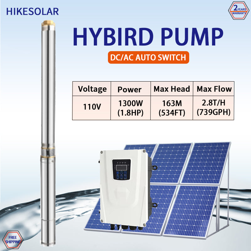 2 Inch DC Solar Submersible Centrifugal Water Pump, Plastic Impeller, Optional AC‑DC Dual‑Power for Deep Well Irrigation Water Supply