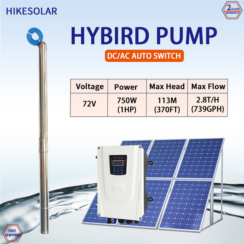 2 Inch DC Solar Submersible Centrifugal Water Pump, Plastic Impeller, Optional AC‑DC Dual‑Power for Deep Well Irrigation Water Supply