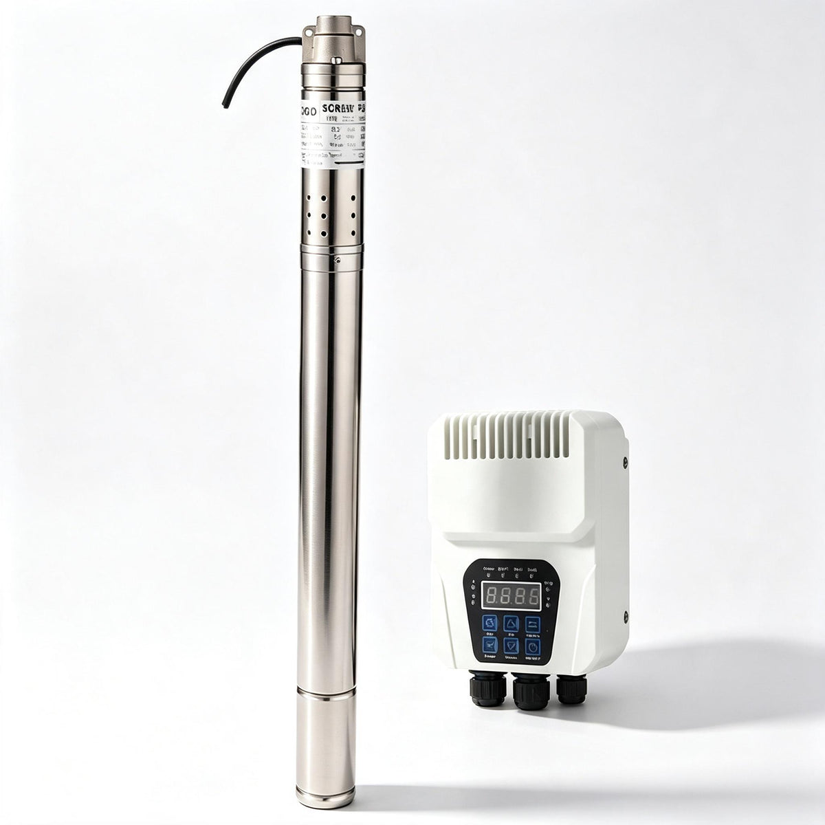 2 Inch Stainless Steel Solar Submersible Water Pump, DC Brushless Motor with MPPT Controller for Well Irrigation Farm Water Supply