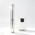 3 Inch Hybrid AC-DC Solar Submersible Deep Well Pump, Stainless Steel, Max Head 180m, Max Flow 6m³/h, With MPPT Controller for Off‑Grid Water Supply