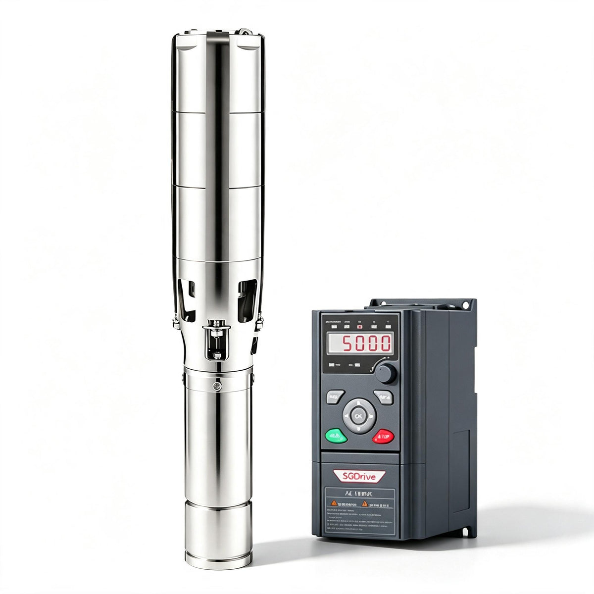 Large Power Modular Solar Deep Well Pump Kit, AC DC Hybrid Submersible Pump with Corrosion Resistant Stainless Steel Body