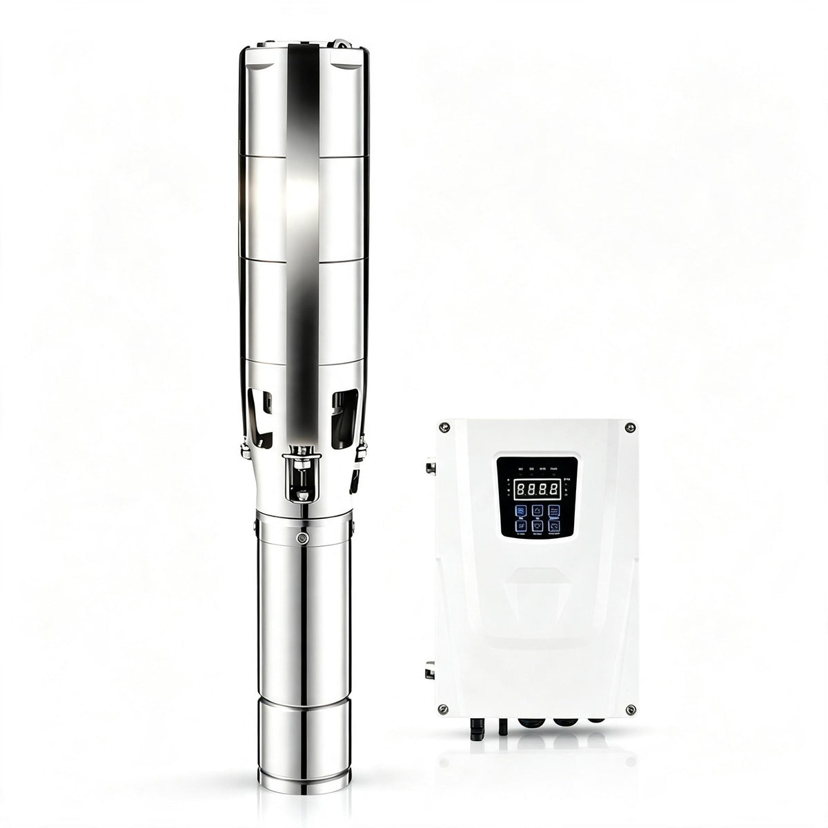 6 Inch 3.5HP Hybrid Solar Submersible Well Pump AC/DC Switchable MPPT, Ideal for Remote Farm Livestock Watering