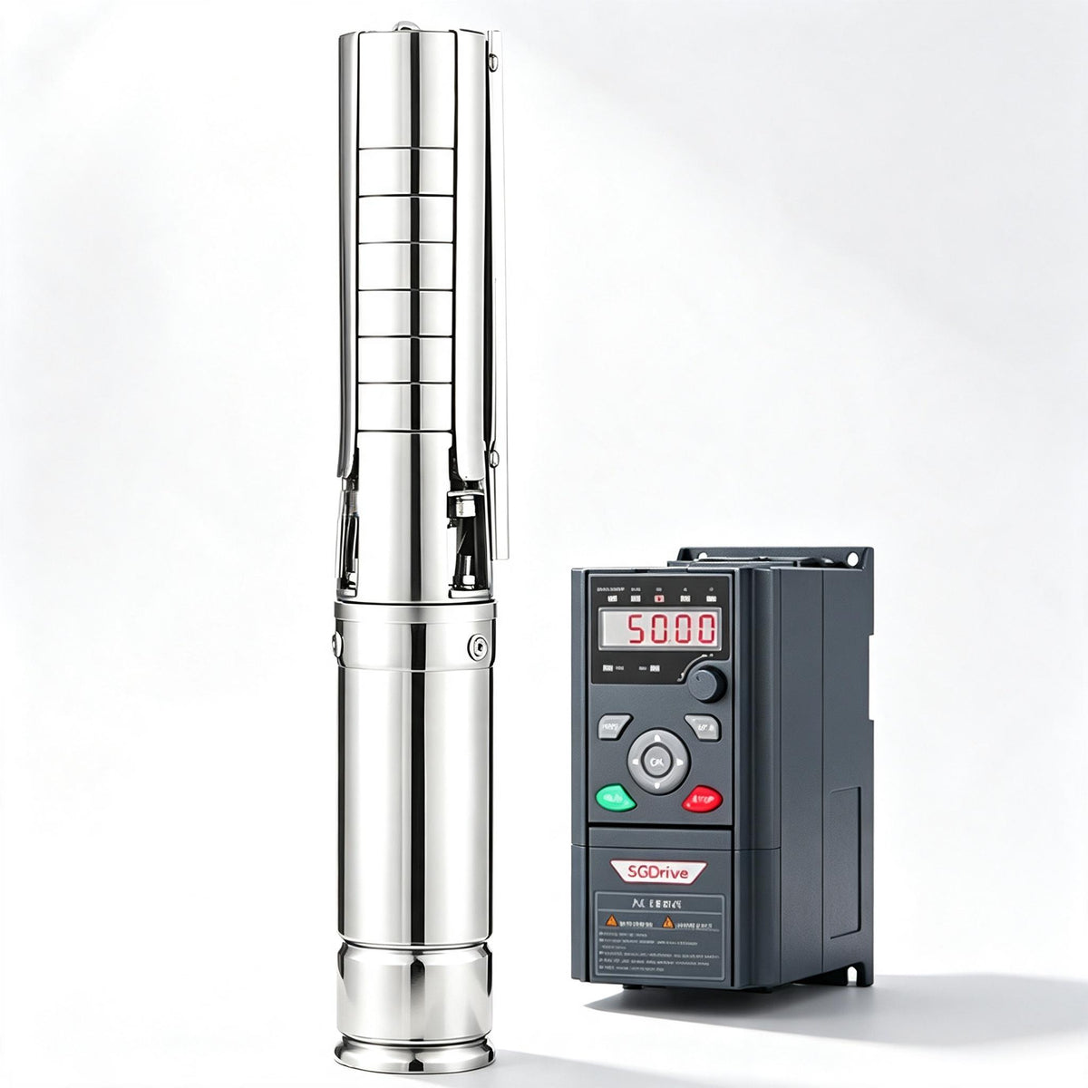 High Power AC/DC Dual Power Solar Water Pump 3000W Above, 15HP Stainless Steel Submersible Pump with MPPT Controller