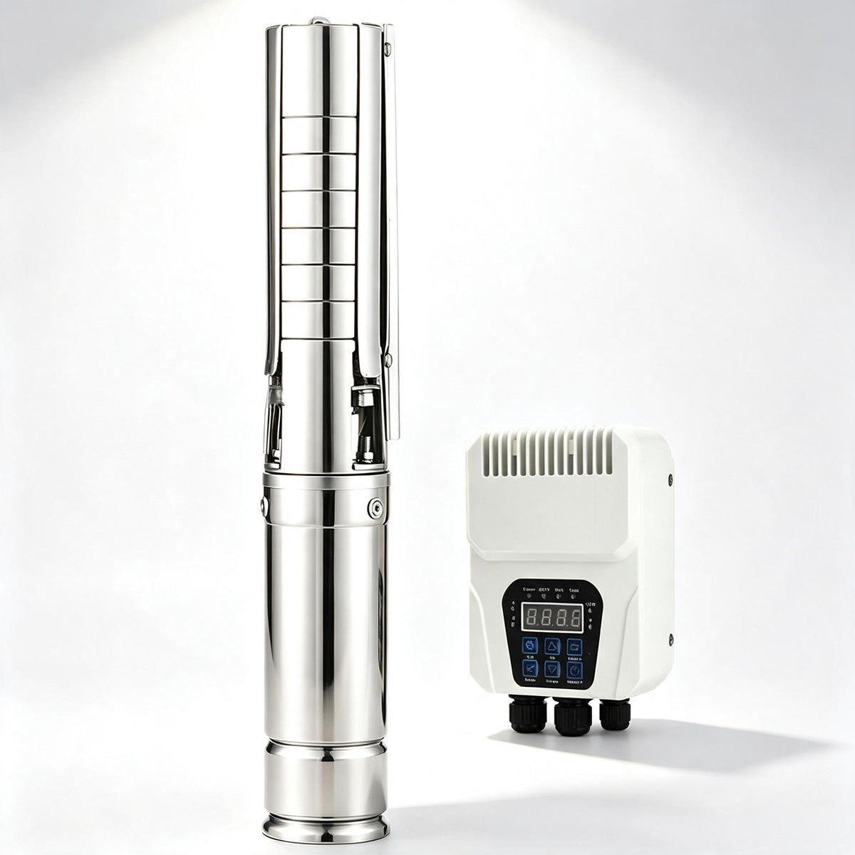 Pure DC Solar Water Submersible Pump, Stainless Steel Impeller Deep Well Pump Complete with Solar Installation Cables