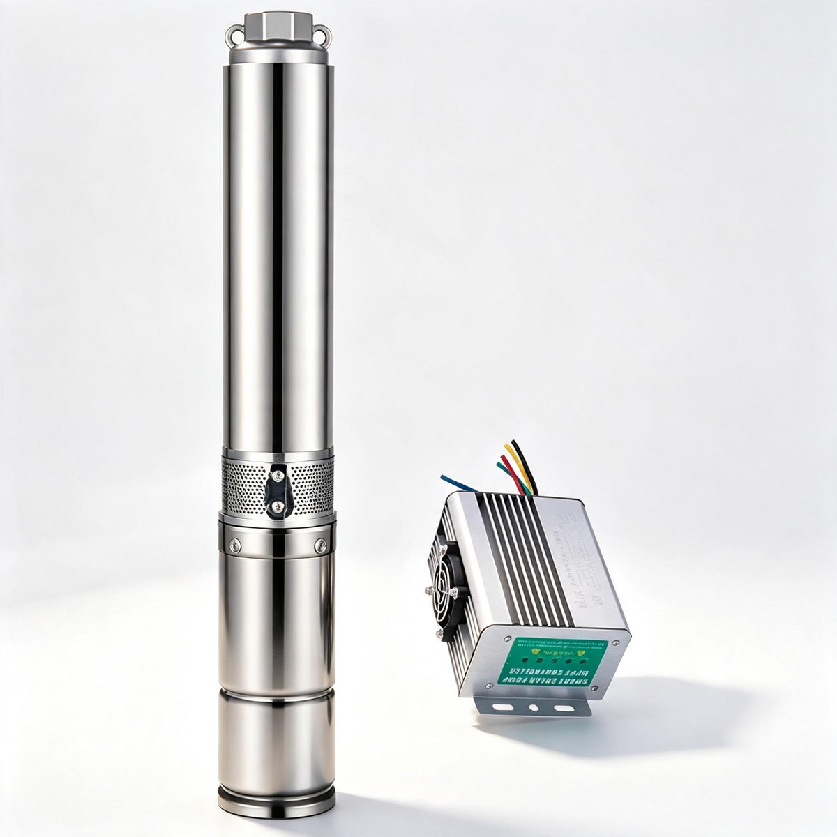 4 Inch Budget‑Friendly Brushless DC Solar Submersible Deep Well Pump with External MPPT Controller, 250W‑2200W Solar Water Pump for Farm Irrigation Livestock and Off‑Grid Domestic Water Supply