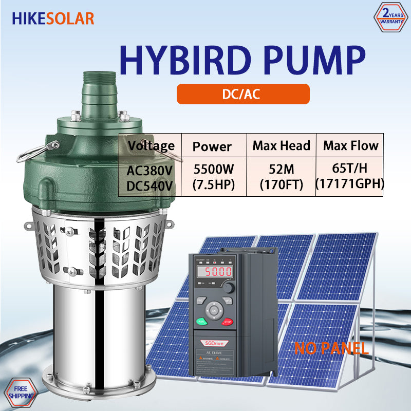 3‑Phase AC‑DC 380V Large Flow Solar Submersible Drainage Pump, Brushless Motor 5.5‑11KW, Max 700V DC With Controller for Tank Drainage & Farm Irrigation