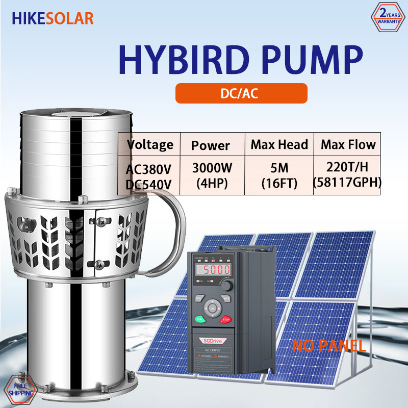 3‑Phase AC‑DC 380V Ultra‑Large Flow Solar Submersible Drainage Pump, Full Stainless Steel Brushless Motor 3‑11KW, Low Head High Flow Max DC 700V for Farm Water Transfer