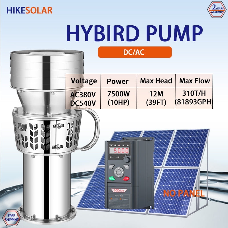 3‑Phase AC‑DC 380V Max Flow Solar Submersible Drainage Pump, Full Stainless Steel Brushless Motor 5.5‑11KW, Ultra‑Large Flow Low Head Max DC 700V for Tank Dewatering