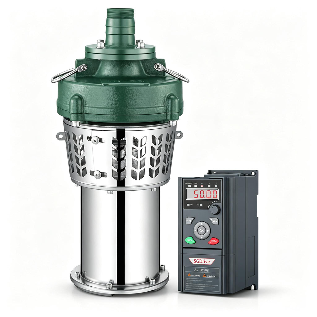 3‑Phase AC‑DC 380V Large Flow Solar Submersible Drainage Pump, Brushless Motor 5.5‑11KW, Max 700V DC With Controller for Tank Drainage & Farm Irrigation