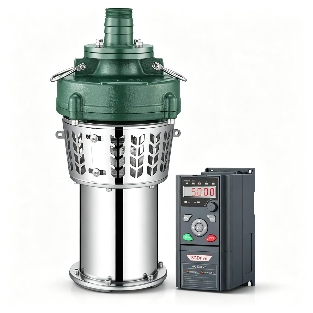3‑Phase AC‑DC 380V Large Flow Solar Submersible Drainage Pump, Brushless Motor 5.5‑11KW, Max 700V DC With Controller for Tank Drainage & Farm Irrigation