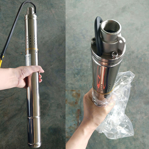 2 Inch Stainless Steel Solar Submersible Water Pump, DC Brushless Motor with MPPT Controller for Well Irrigation Farm Water Supply