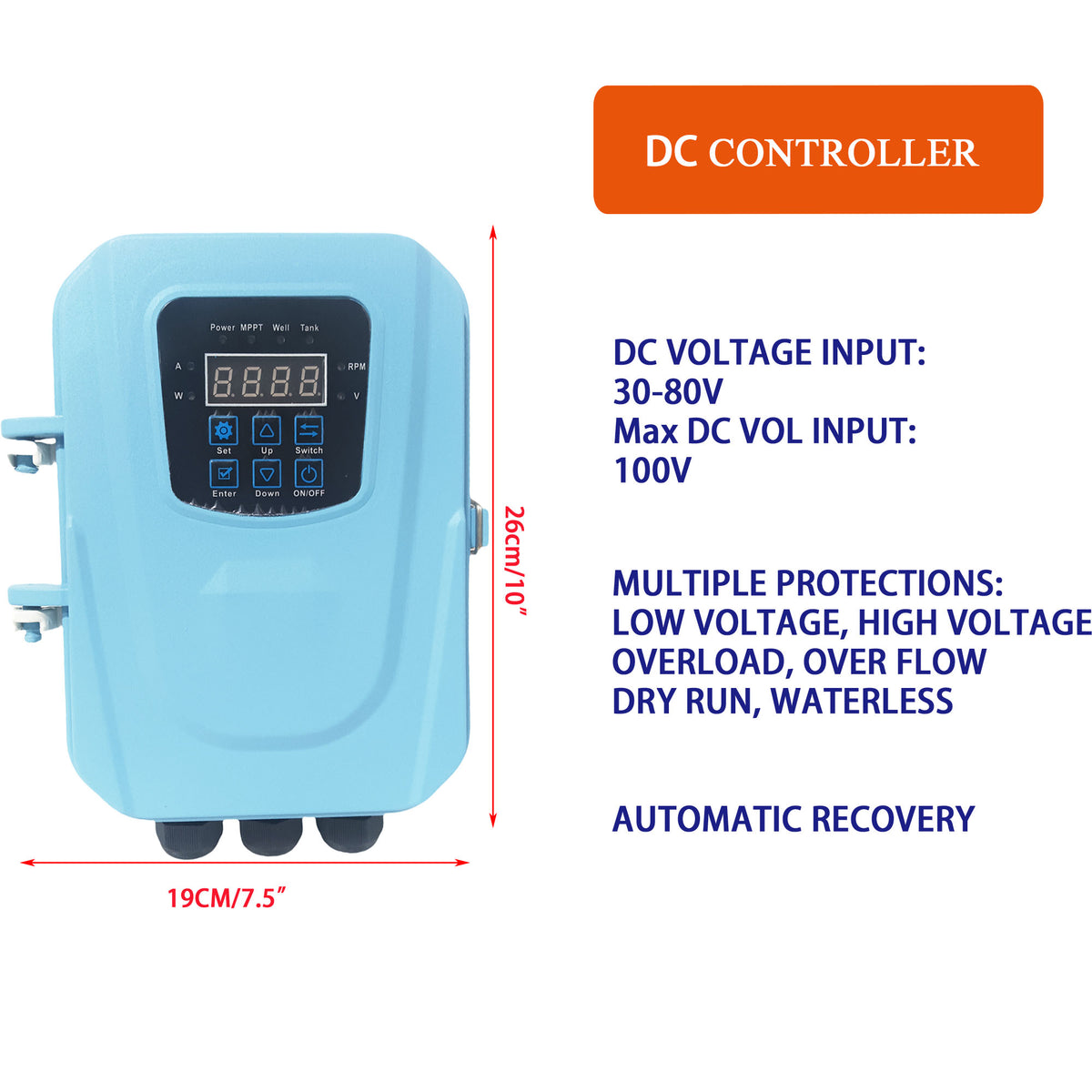 Solar DC Deep Well Submersible Water Pump with MPPT Digital Display Controller, 304 Stainless Steel Pump for Farm Irrigation & Off‑Grid Water Supply