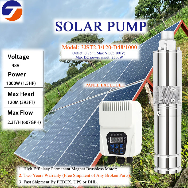 3 Inch DC Solar Submersible Screw Water Pump, Screw Impeller, 80W‑1300W, for Deep Well Remote Water Supply & Farm Irrigation