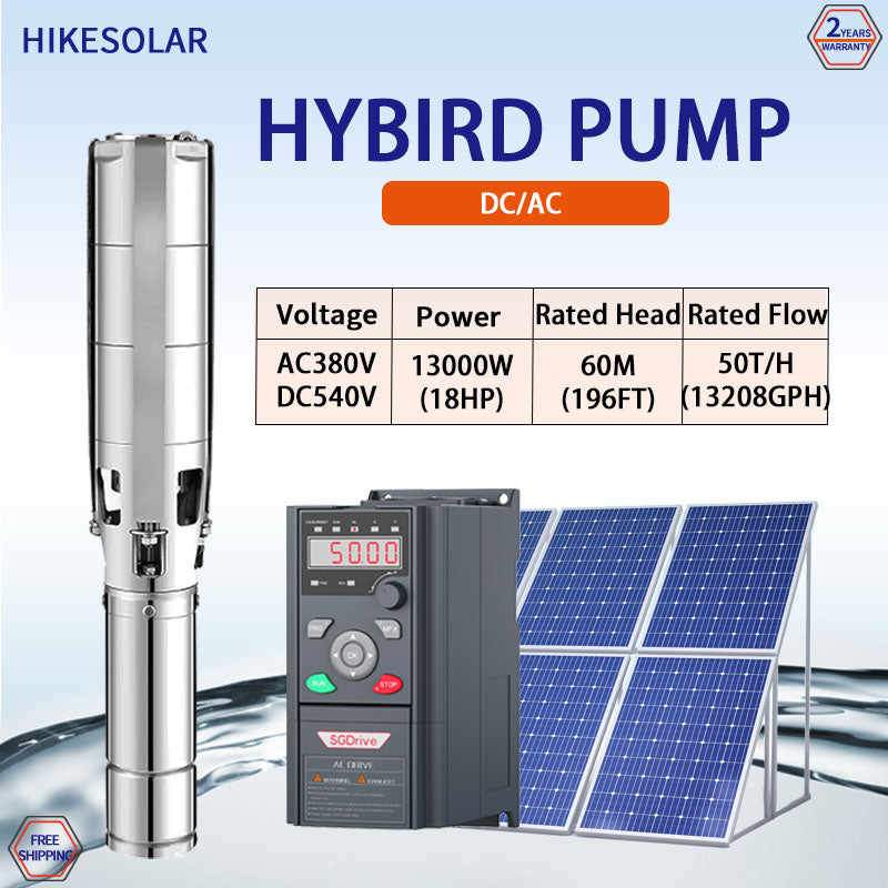 6 Inch Three‑Phase 380V Deep Well Submersible Pump, 13kW‑22kW, 4‑Inch Motor, Large Flow 40‑80m³/h, Max 750V DC Solar Input for Heavy‑Duty Water Supply