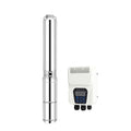 3 Inch DC Solar Submersible Deep Well Pump with MPPT Display Controller, Small Power Stainless Steel Solar Water Pump for Off‑Grid Irrigation Water Supply