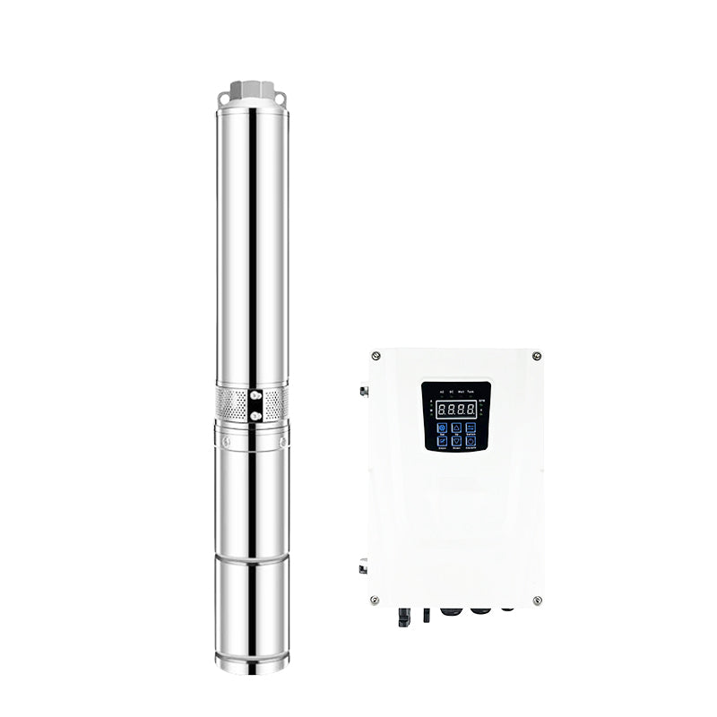 3 Inch Hybrid AC-DC Solar Submersible Deep Well Pump, Stainless Steel, Max Head 180m, Max Flow 6m³/h, With MPPT Controller for Off‑Grid Water Supply
