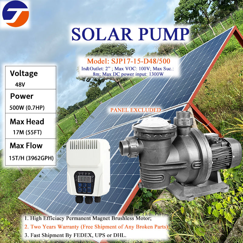 Solar Pool Pump, DC & AC‑DC Hybrid Optional, Brushless Motor Surface Centrifugal Water Pump for Swimming Pool Circulation, Filtration & Pond Water Treatment