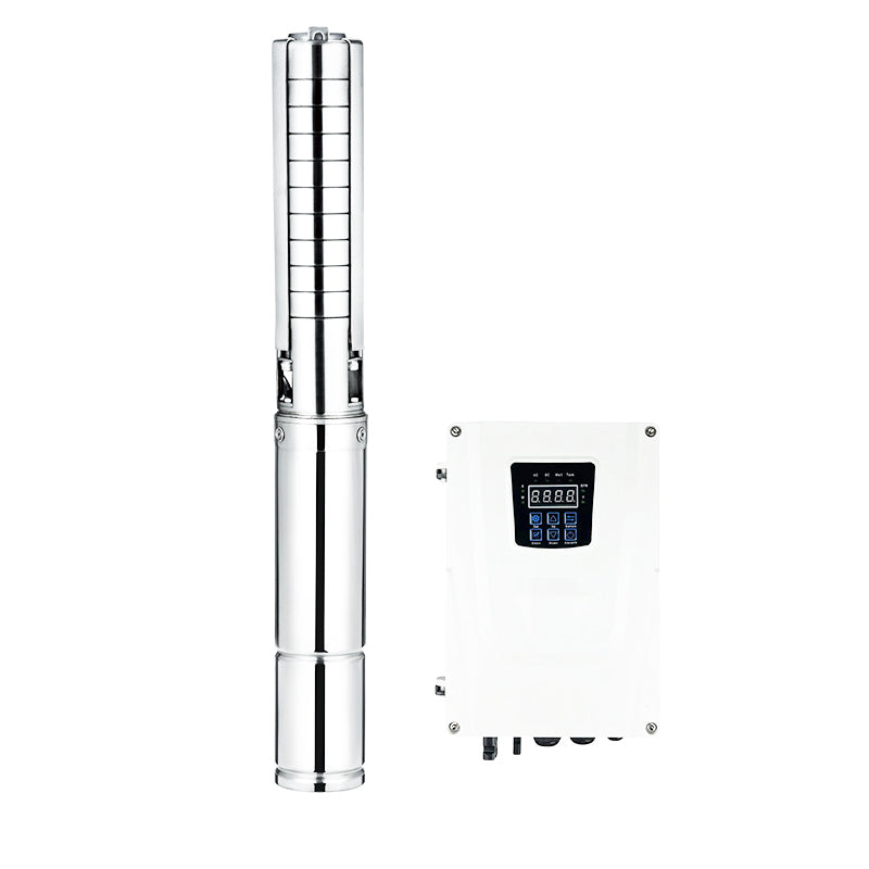 3‑Inch AC‑DC Universal Solar Submersible Deep Well Pump, Stainless Steel Oil‑Immersed Motor Water Pump with MPPT Display Controller for Farm Irrigation, Household & Off‑Grid Water Projects