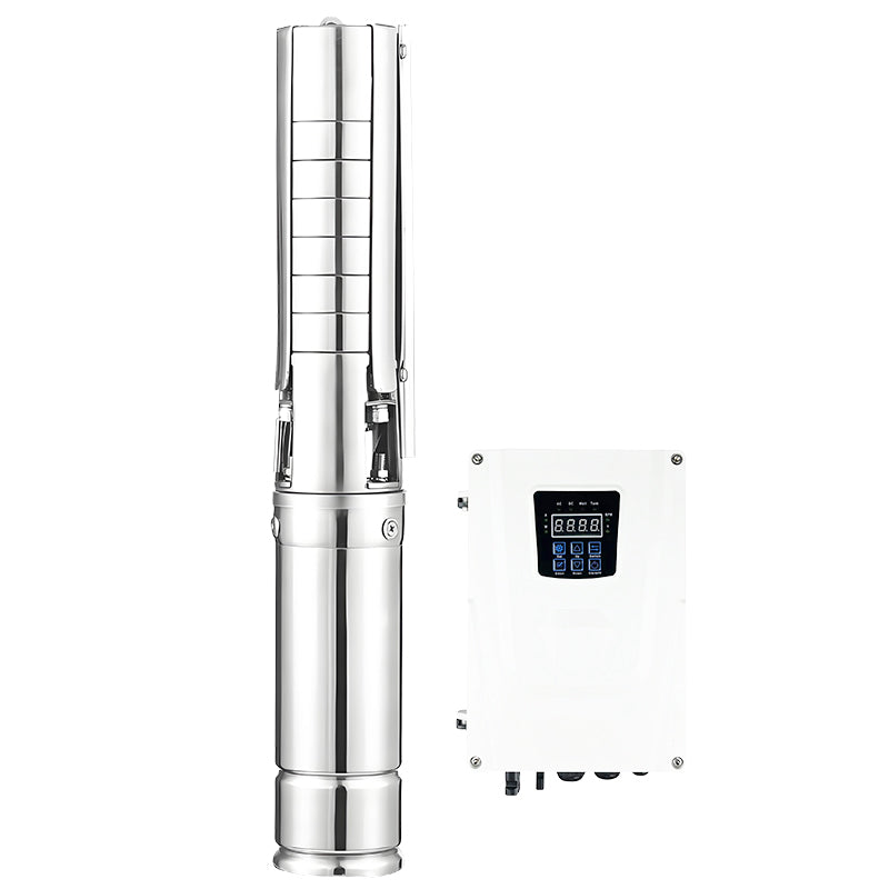 All-in-One AC/DC Dual Power Solar Well Pump, Stainless Steel Impeller Submersible Pump for Farm Irrigation