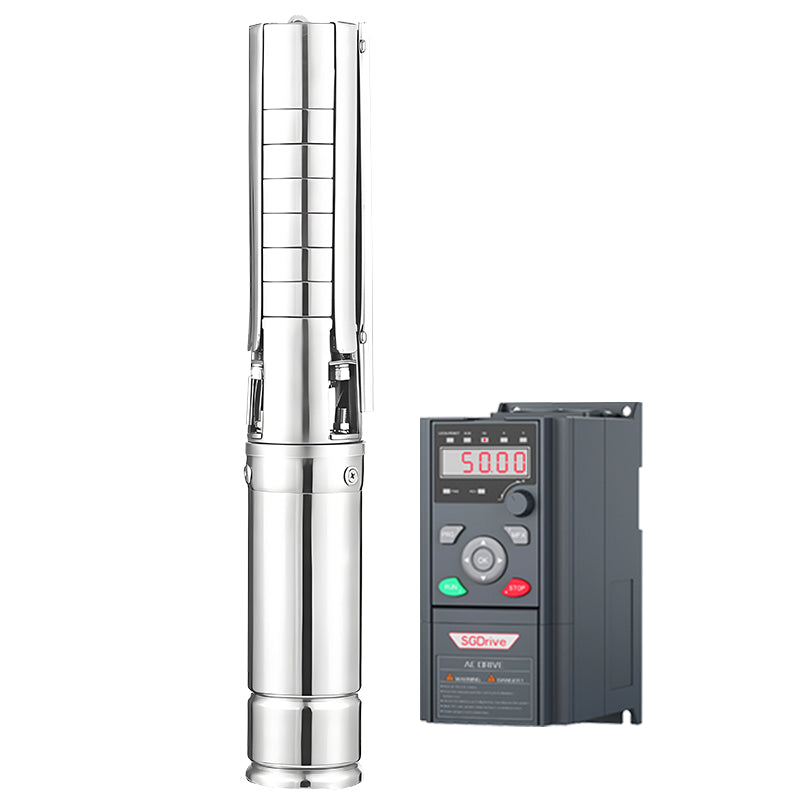 High Power AC/DC Dual Power Solar Water Pump 3000W Above, 15HP Stainless Steel Submersible Pump with MPPT Controller