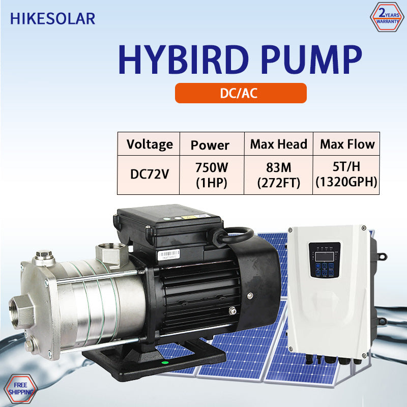 AC DC Hybrid Centrifugal Self‑Priming Booster Pump, Surface Solar Water Pump for Household Pressure Boosting and Farm Irrigation