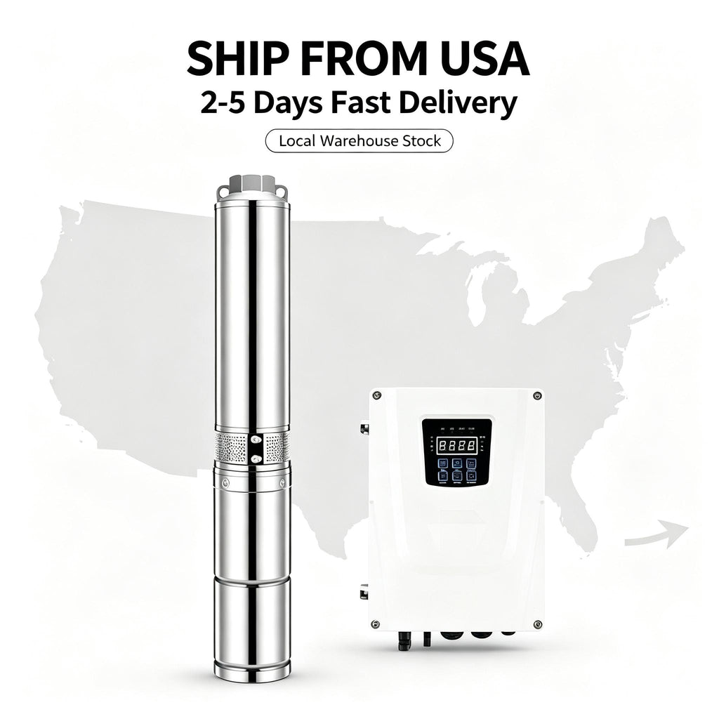 4 Inch AC‑DC Hybrid Solar Submersible Water Pump, Brushless Motor, 2‑Year Warranty for Clean Water USA Stock And Fast Delivery