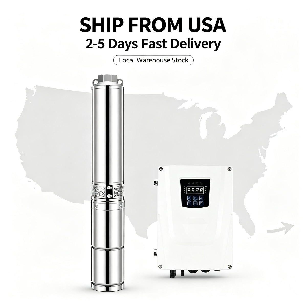 4 Inch AC‑DC Hybrid Solar Submersible Water Pump, Brushless Motor, 2‑Year Warranty for Clean Water USA Stock And Fast Delivery