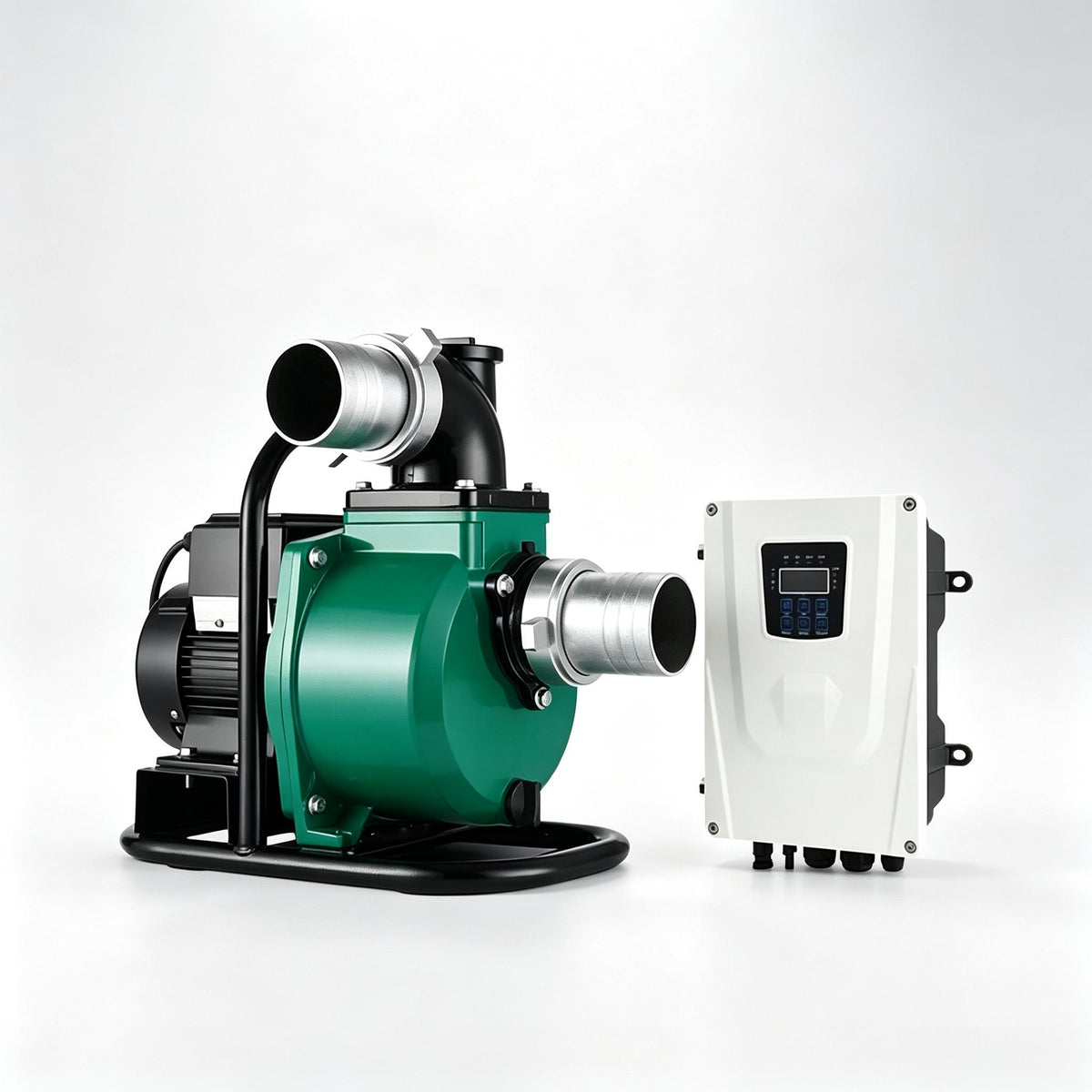 1500W 2HP AC‑DC Hybrid Solar Water Pump, Brushless Motor, Self‑priming Surface Pump for Farm Irrigation